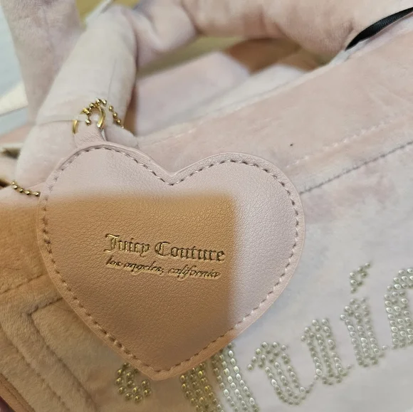 Juicy Couture Pink Mini Velour Logo Tote Crossbody Shoulder Bag - Picture 6 of 15